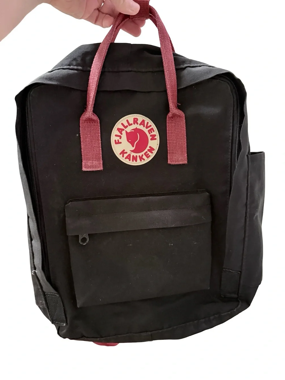 Fjallraven Kanken Black Backpack with Red Accents